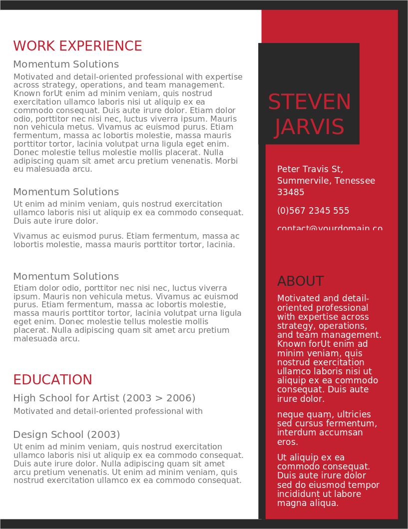 Avant Garde CV preview